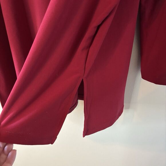 Susan Graver Liquid Knit Tunic Top Dark Red Lace Detail Mature Blouse Sz 3X - Picture 8 of 9